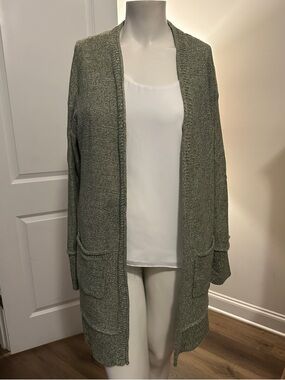 Wonderly Olive Green Open-Front Pocket Cardigan